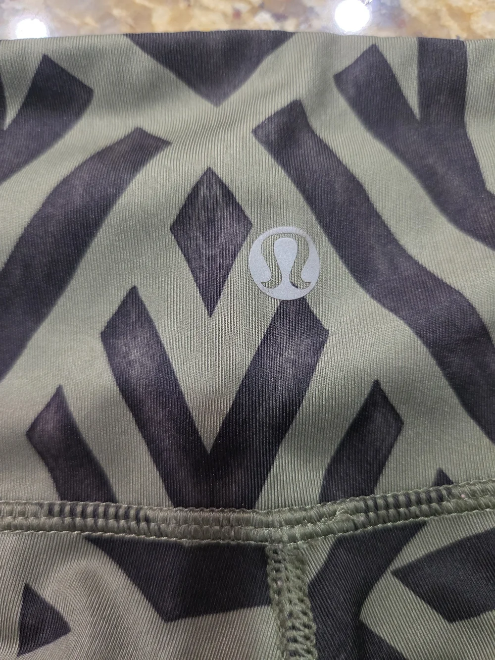 lululemon athletica Olive Green and Black Geometric Leggings